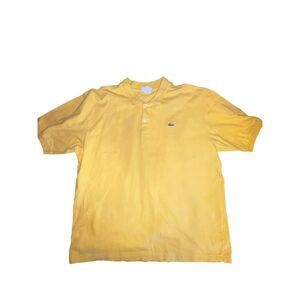 LACOSTE Polo Shirt Size 9 (4XL) Yellow Mens 100% Cotton Short Sleeve Golf career